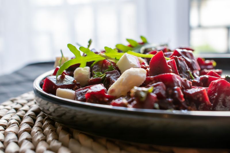Roasted Beet and Walnut Salad with goat cheese and arugula