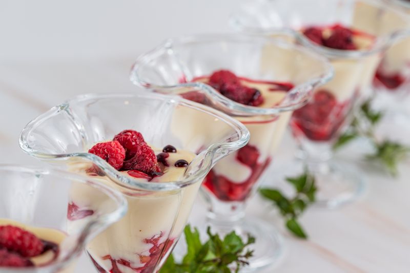 Vanilla Panna Cotta with seasonal berry coulis